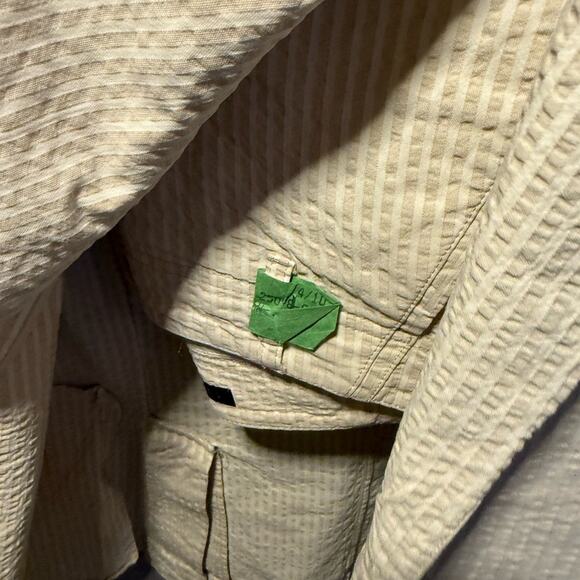 Theory Cream& white Suit-jacket & pants Coat with Seersucker Texture - Picture 3 of 7